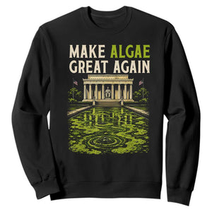 Make Algae Great Again Lincoln Memorial Reflecting Pool Graphic Sweatshirt Funny Washington DC Viral Swamp Meme