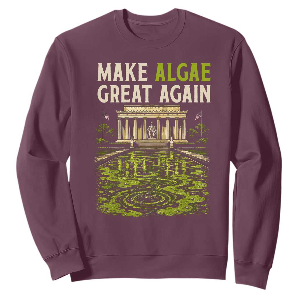 Make Algae Great Again Lincoln Memorial Reflecting Pool Graphic Sweatshirt Funny Washington DC Viral Swamp Meme
