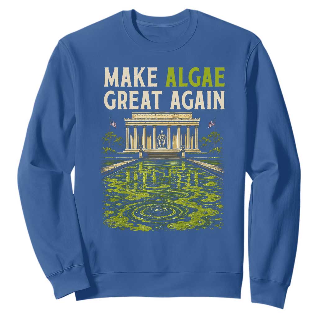 Make Algae Great Again Lincoln Memorial Reflecting Pool Graphic Sweatshirt Funny Washington DC Viral Swamp Meme