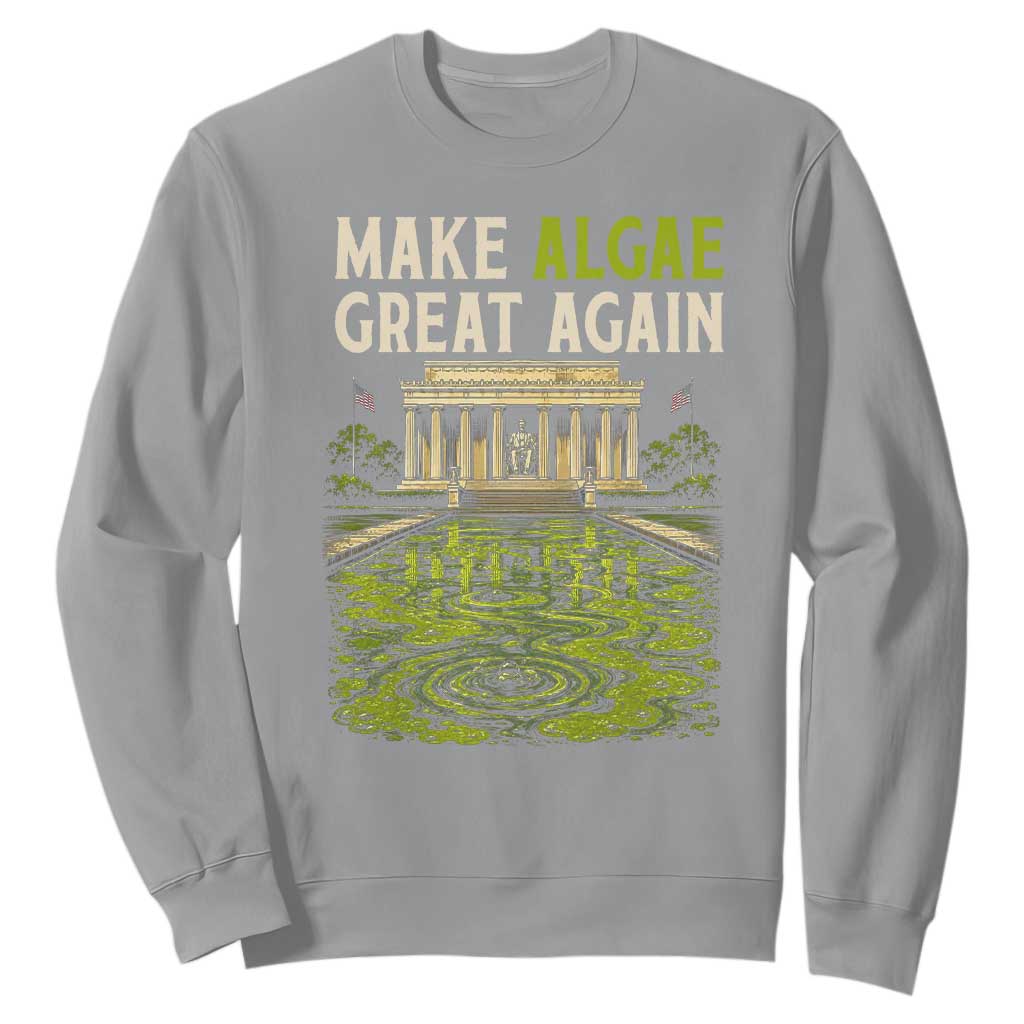 Make Algae Great Again Lincoln Memorial Reflecting Pool Graphic Sweatshirt Funny Washington DC Viral Swamp Meme