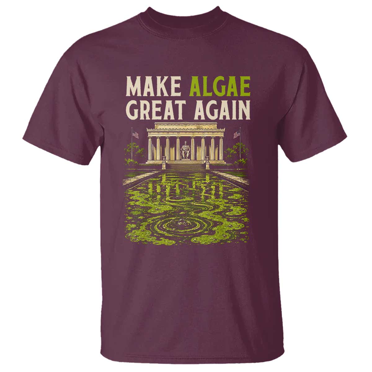 Make Algae Great Again Lincoln Memorial Reflecting Pool Graphic T Shirt Funny Washington DC Viral Swamp Meme