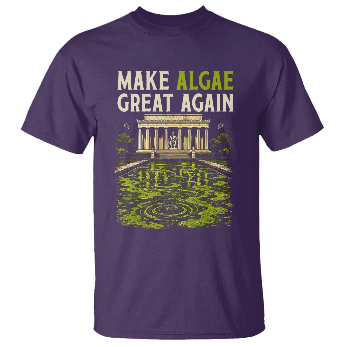 Make Algae Great Again Lincoln Memorial Reflecting Pool Graphic T Shirt Funny Washington DC Viral Swamp Meme