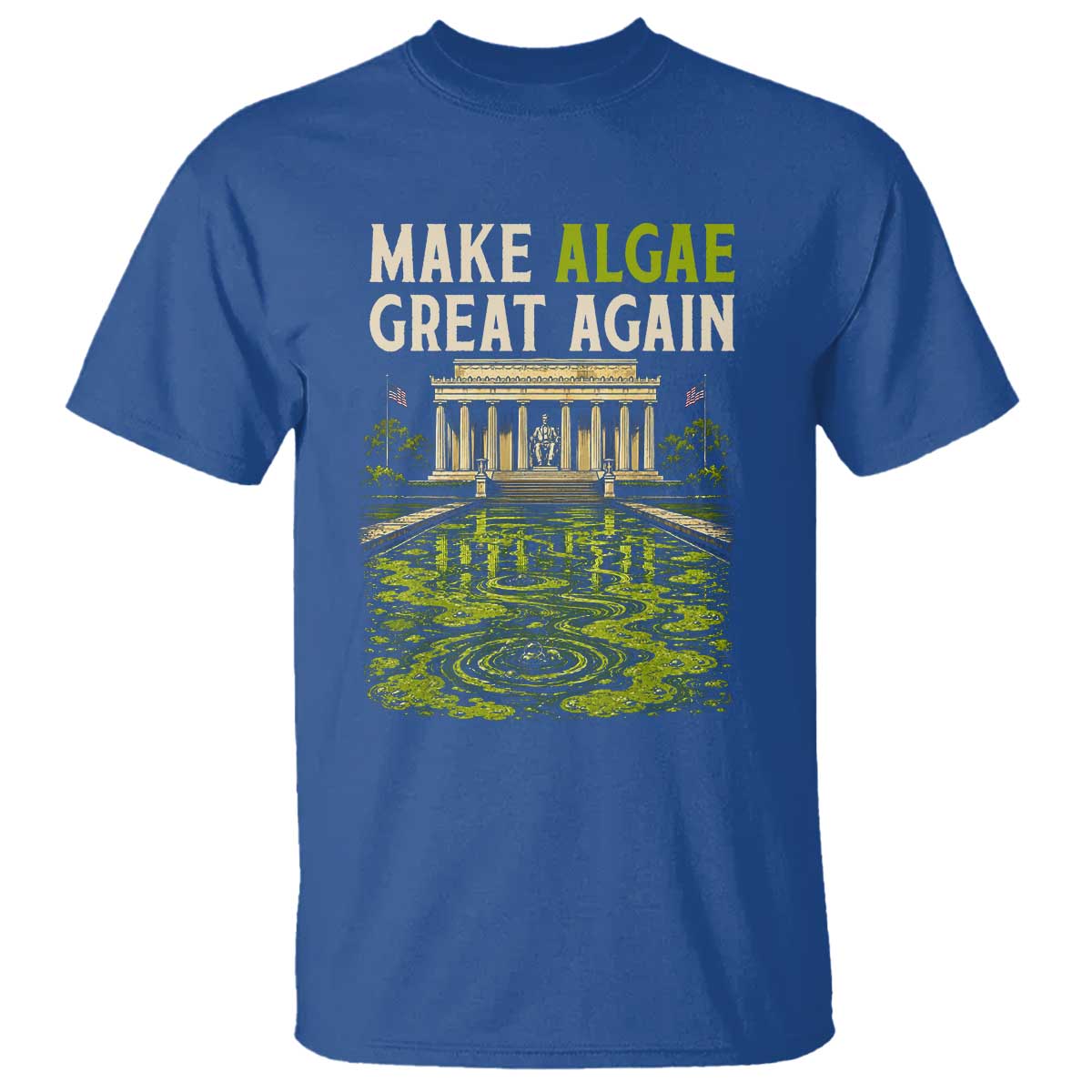Make Algae Great Again Lincoln Memorial Reflecting Pool Graphic T Shirt Funny Washington DC Viral Swamp Meme