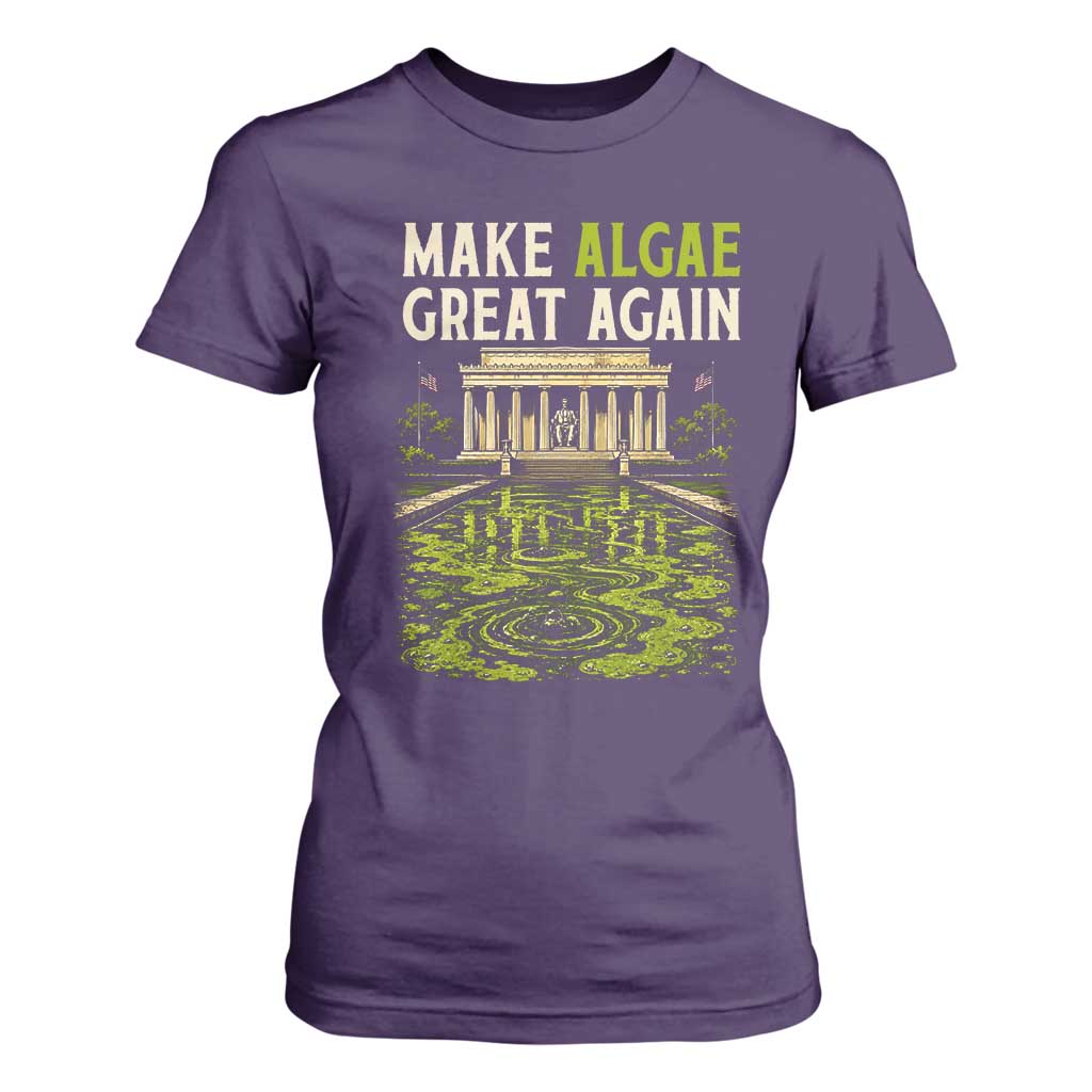 Make Algae Great Again Lincoln Memorial Reflecting Pool Graphic T Shirt For Women Funny Washington DC Viral Swamp Meme
