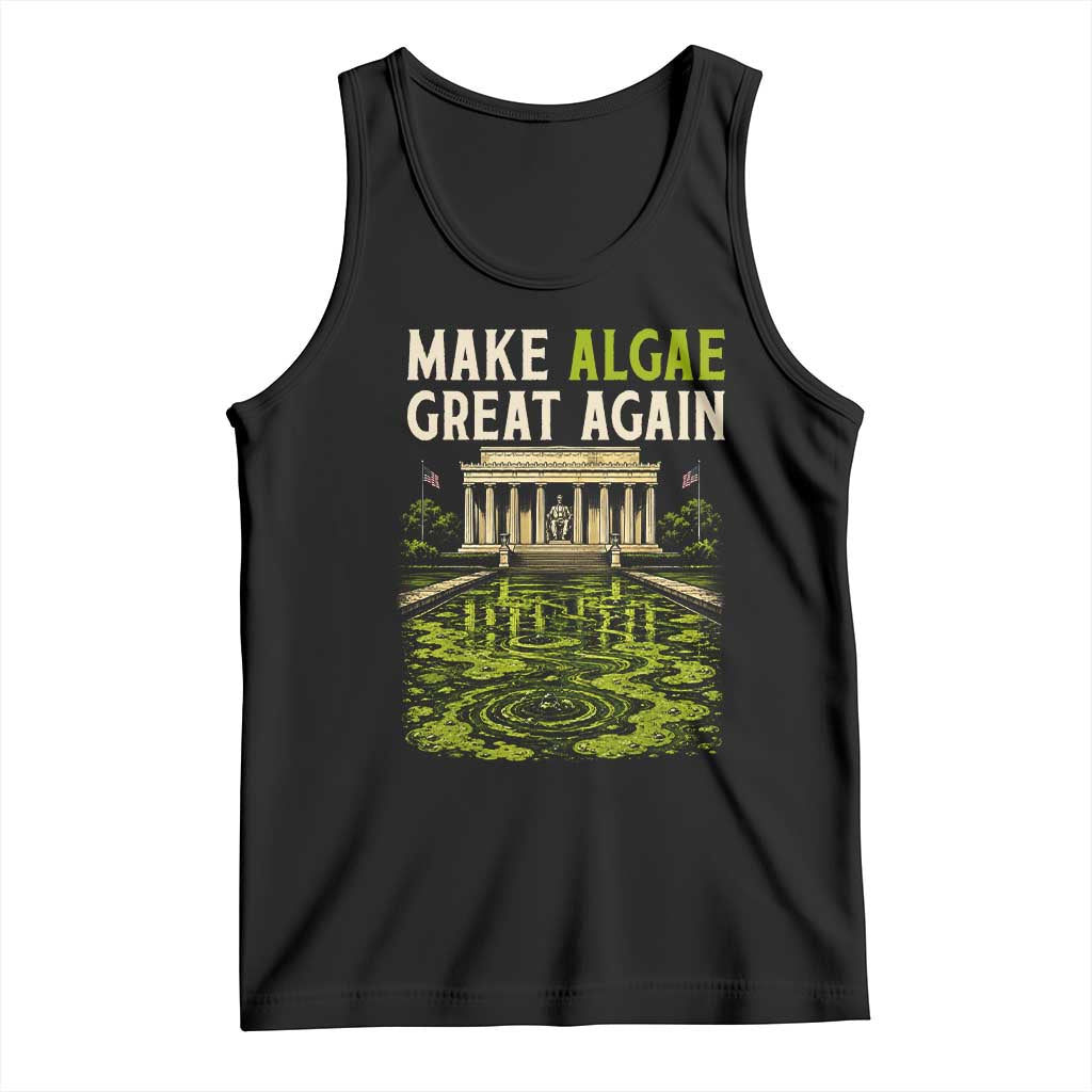 Make Algae Great Again Lincoln Memorial Reflecting Pool Graphic Tank Top Funny Washington DC Viral Swamp Meme TS02 Black Print Your Wear