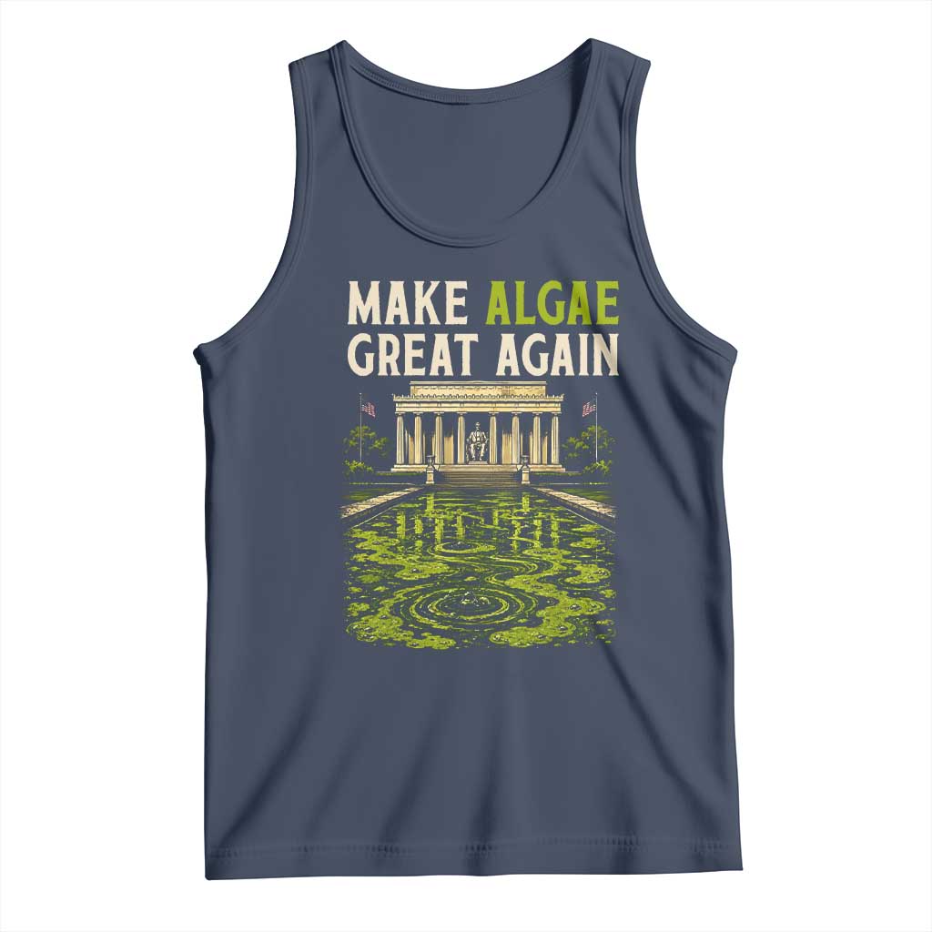 Make Algae Great Again Lincoln Memorial Reflecting Pool Graphic Tank Top Funny Washington DC Viral Swamp Meme