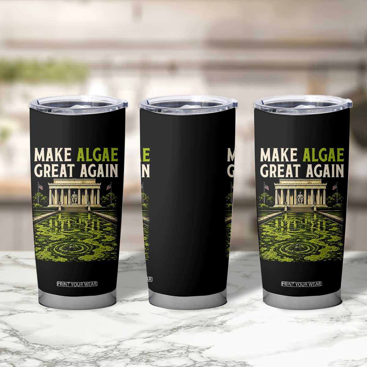 Make Algae Great Again Lincoln Memorial Reflecting Pool Graphic Tumbler Cup Funny Washington DC Viral Swamp Meme
