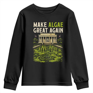 Make Algae Great Again Lincoln Memorial Reflecting Pool Graphic Youth Sweatshirt Funny Washington DC Viral Swamp Meme