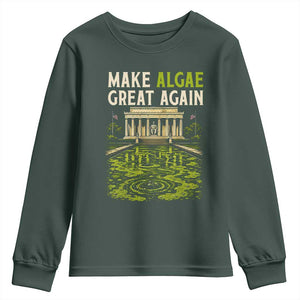 Make Algae Great Again Lincoln Memorial Reflecting Pool Graphic Youth Sweatshirt Funny Washington DC Viral Swamp Meme