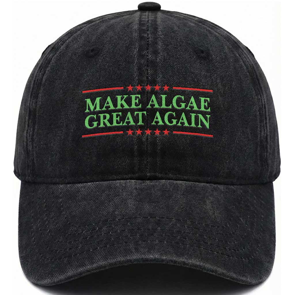 Make Algae Great Again Retro Washed Cotton Baseball Cap Funny Lincoln Memorial Reflecting Pool Parody Meme