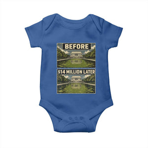 Before and 14 Million Dollars Later Lincoln Memorial Reflecting Pool Meme Baby Onesie Funny Government Spending Satire