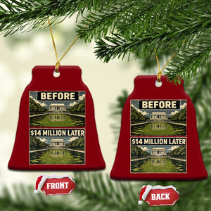 Before and 14 Million Dollars Later Lincoln Memorial Reflecting Pool Meme Ceramic Ornament Funny Government Spending Satire