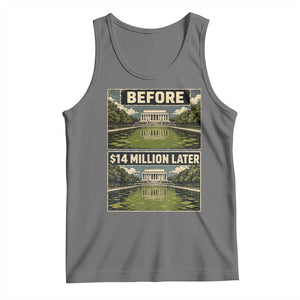 Before and 14 Million Dollars Later Lincoln Memorial Reflecting Pool Meme Tank Top Funny Government Spending Satire