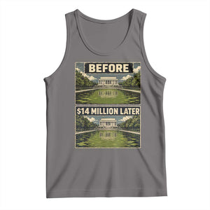 Before and 14 Million Dollars Later Lincoln Memorial Reflecting Pool Meme Tank Top Funny Government Spending Satire