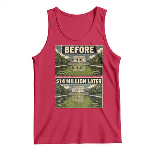 Before and 14 Million Dollars Later Lincoln Memorial Reflecting Pool Meme Tank Top Funny Government Spending Satire