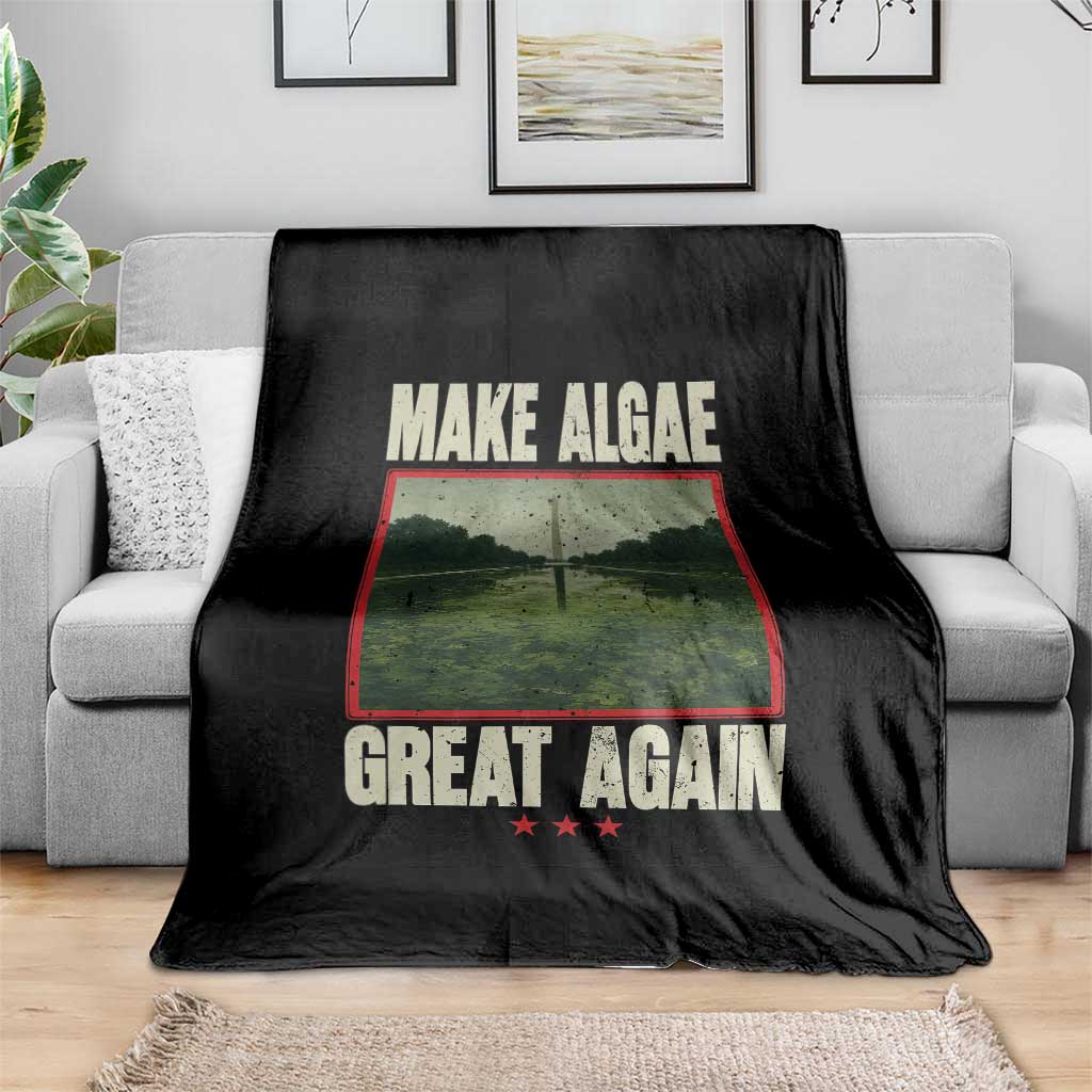 Make Algae Great Again Funny DC Slamp Slime Parody Throw Blanket Washington Monument Reflecting Pool Vintage Photo