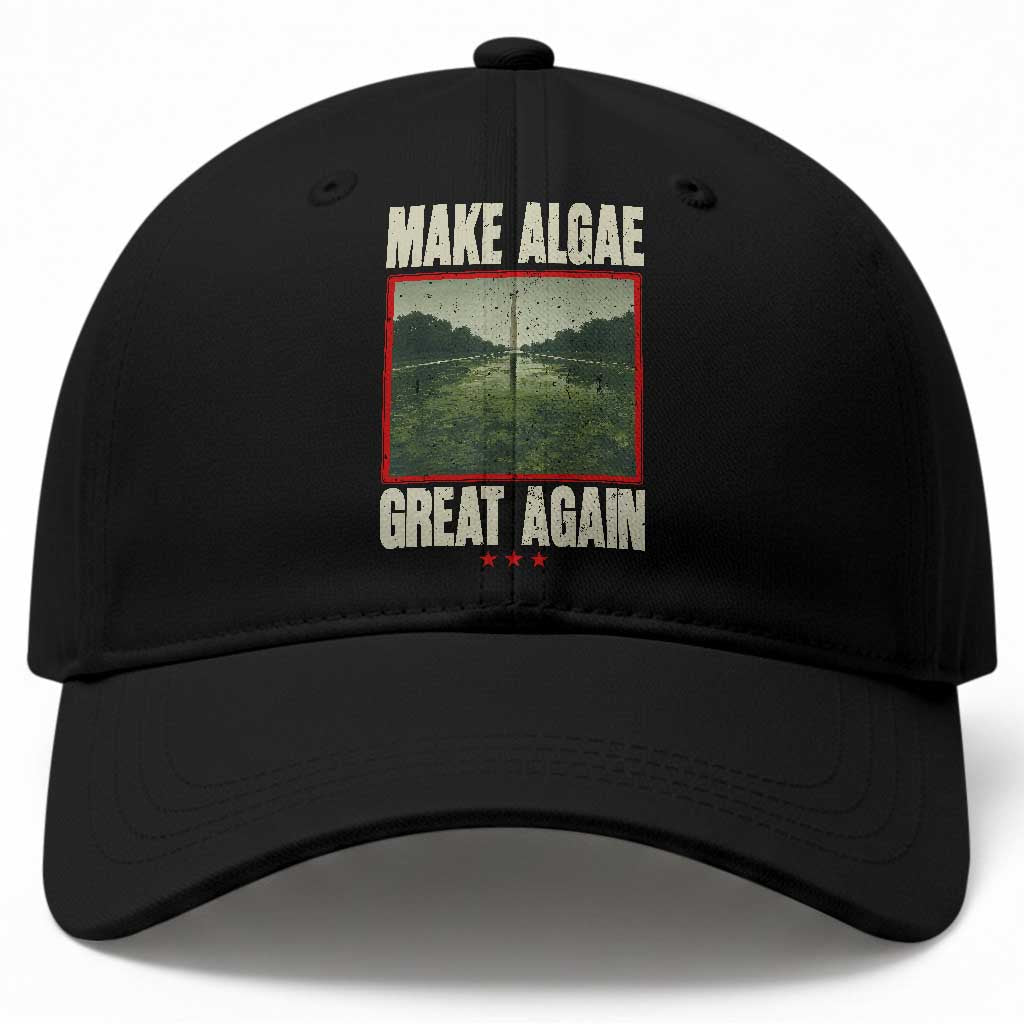 Make Algae Great Again Funny DC Slamp Slime Parody Baseball Cap Washington Monument Reflecting Pool Vintage Photo
