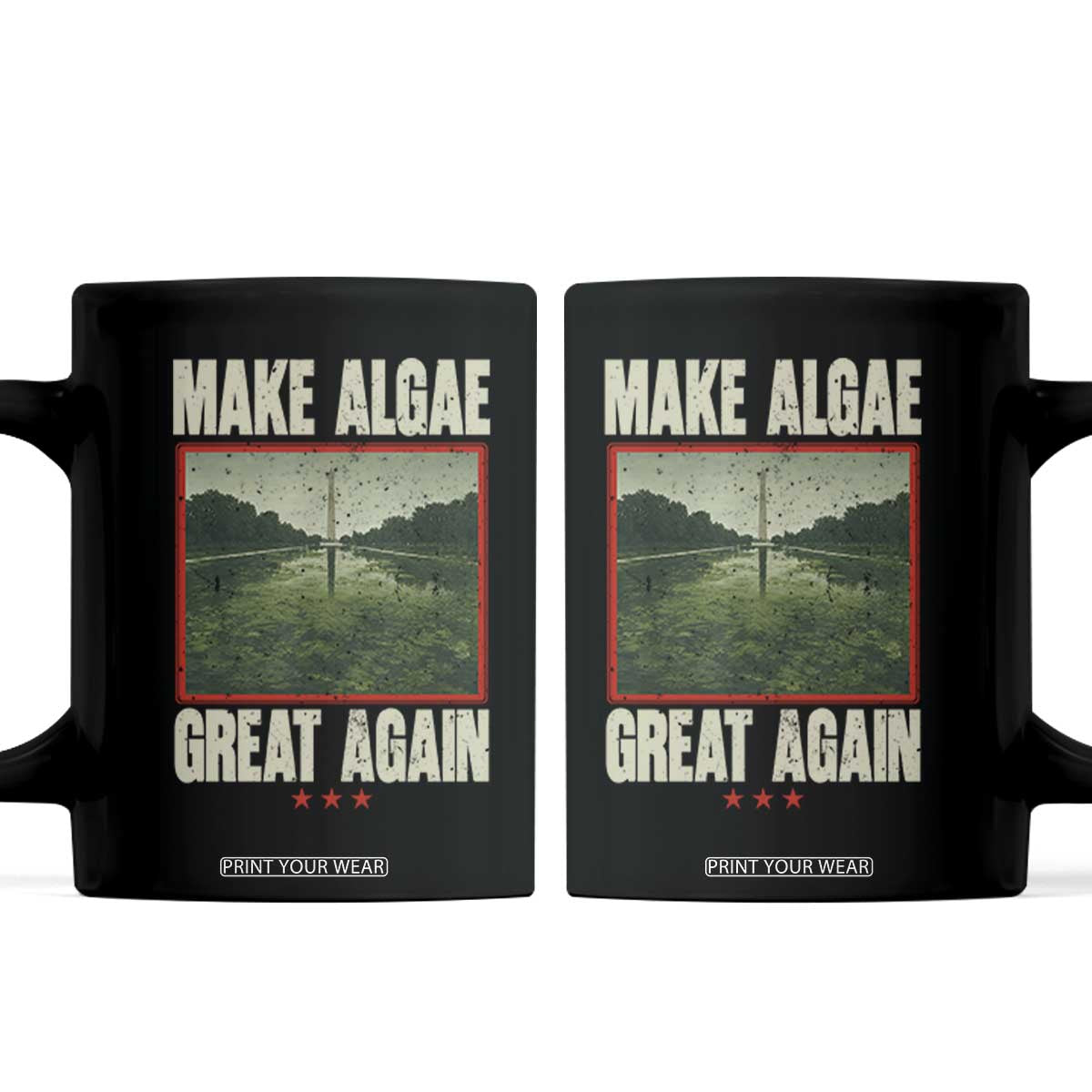 Make Algae Great Again Funny DC Slamp Slime Parody Coffee Mug Washington Monument Reflecting Pool Vintage Photo