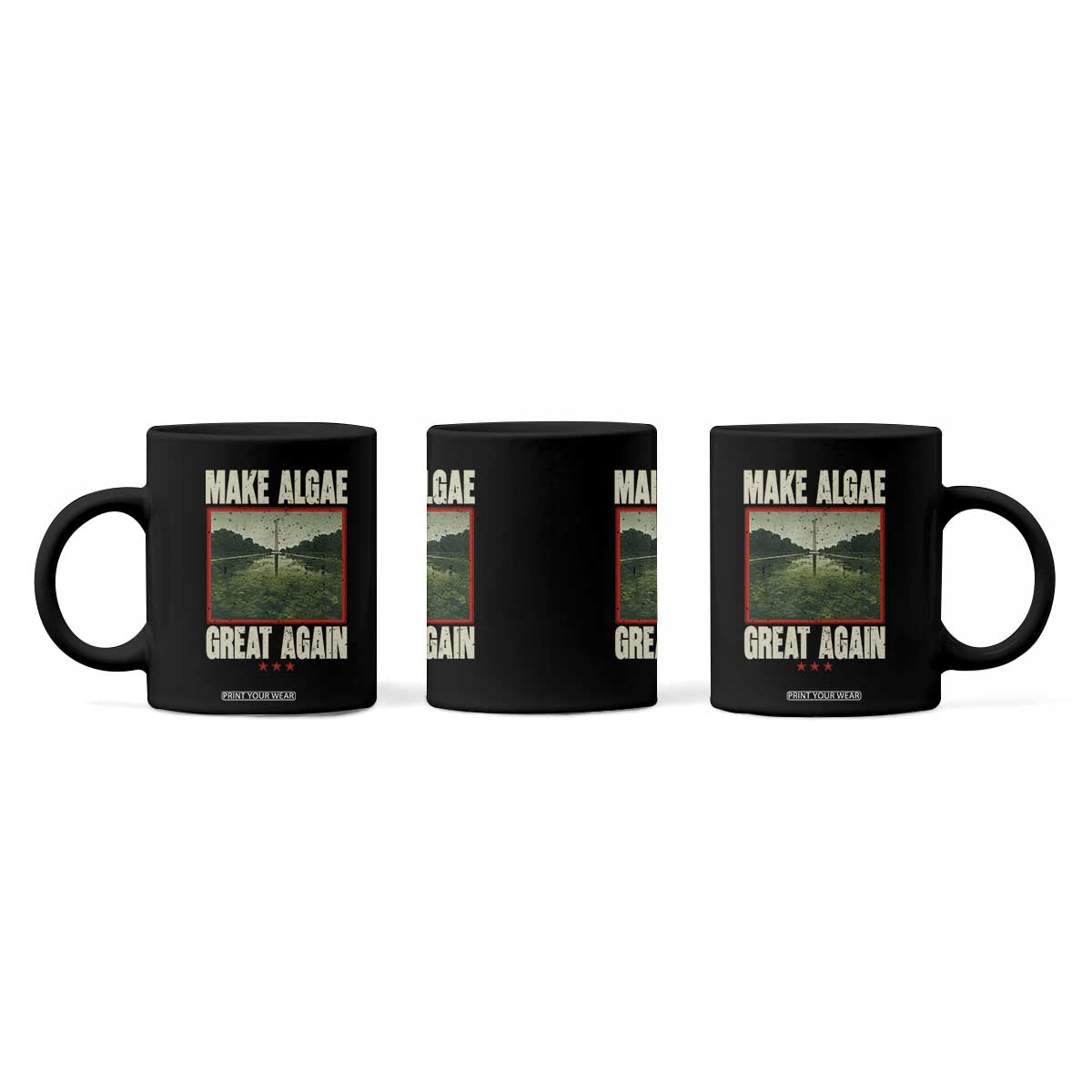 Make Algae Great Again Funny DC Slamp Slime Parody Coffee Mug Washington Monument Reflecting Pool Vintage Photo