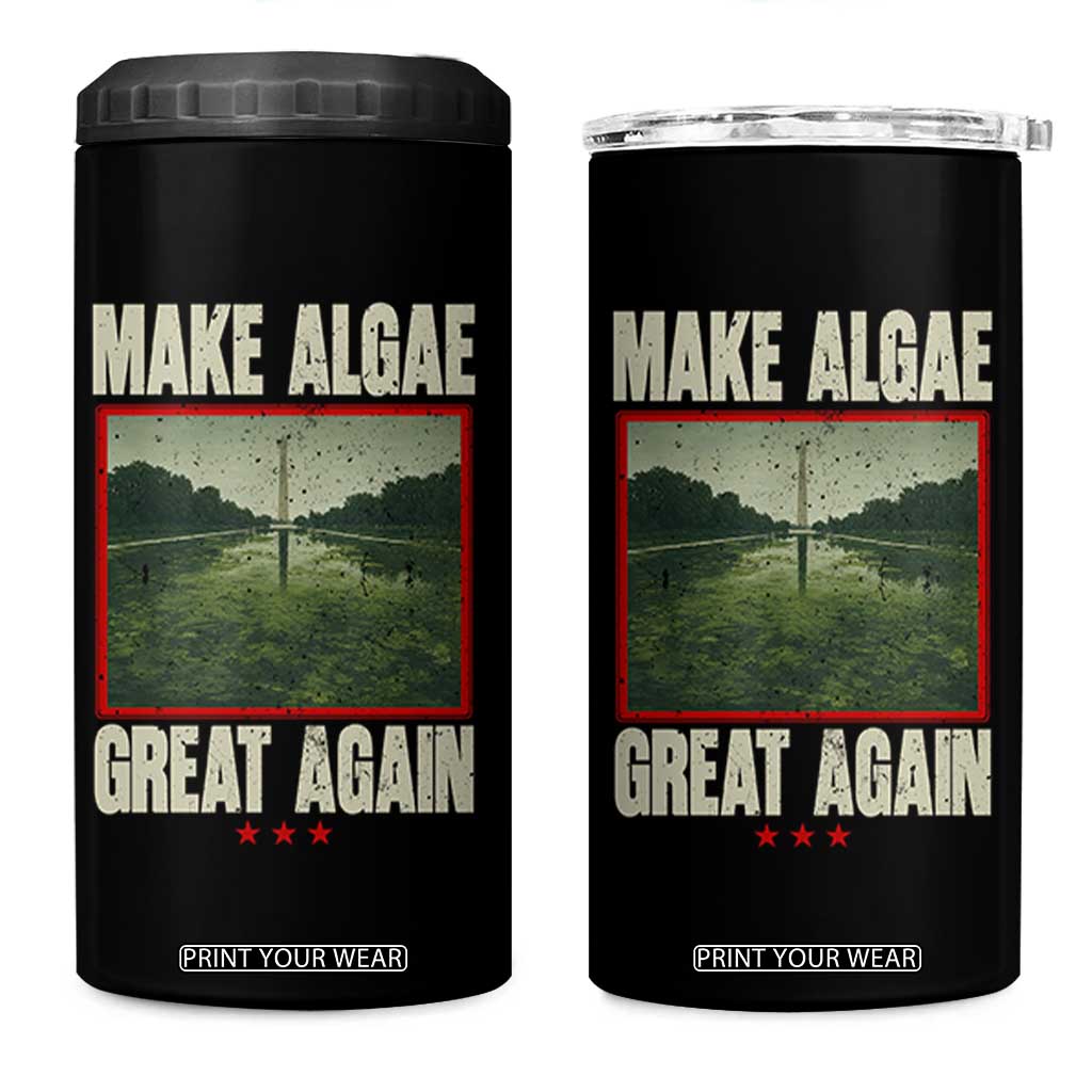 Make Algae Great Again Funny DC Slamp Slime Parody 4 in 1 Can Cooler Tumbler Washington Monument Reflecting Pool Vintage Photo