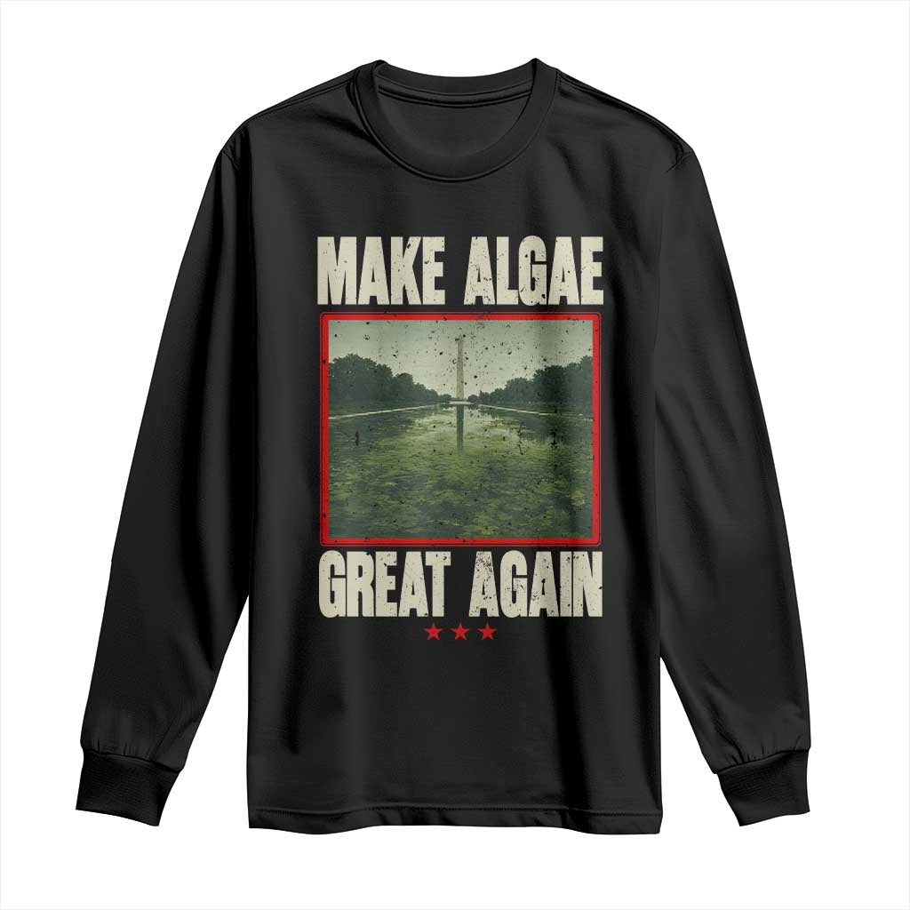 Make Algae Great Again Funny DC Slamp Slime Parody Long Sleeve Shirt Washington Monument Reflecting Pool Vintage Photo
