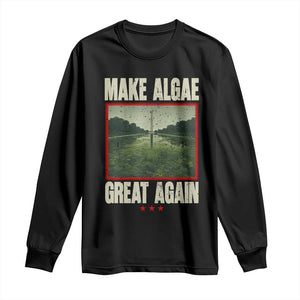 Make Algae Great Again Funny DC Slamp Slime Parody Long Sleeve Shirt Washington Monument Reflecting Pool Vintage Photo