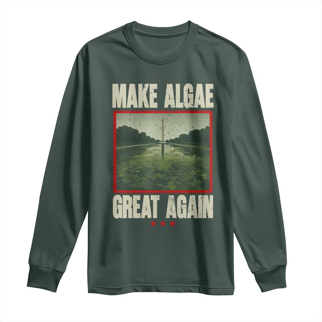 Make Algae Great Again Funny DC Slamp Slime Parody Long Sleeve Shirt Washington Monument Reflecting Pool Vintage Photo