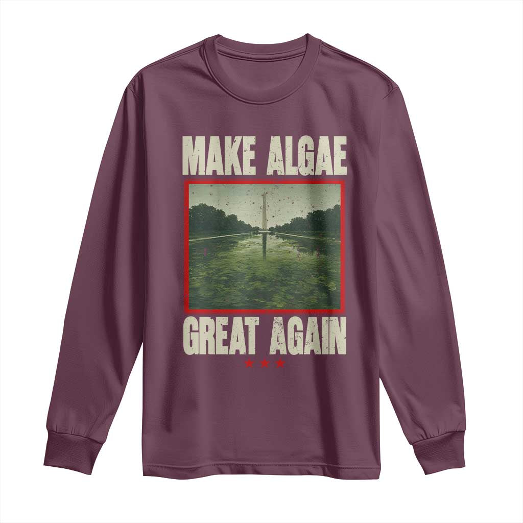 Make Algae Great Again Funny DC Slamp Slime Parody Long Sleeve Shirt Washington Monument Reflecting Pool Vintage Photo