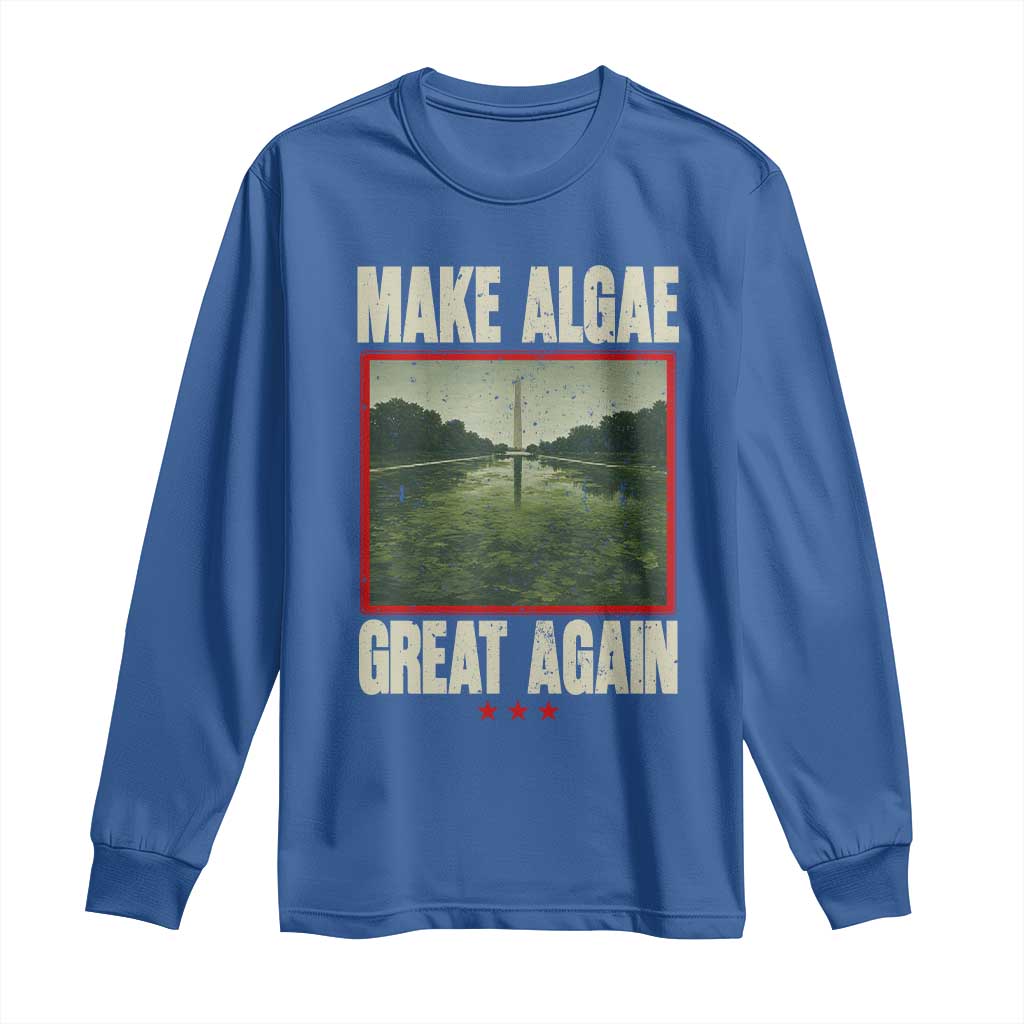 Make Algae Great Again Funny DC Slamp Slime Parody Long Sleeve Shirt Washington Monument Reflecting Pool Vintage Photo