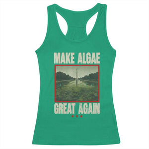 Make Algae Great Again Funny DC Slamp Slime Parody Racerback Tank Top Washington Monument Reflecting Pool Vintage Photo