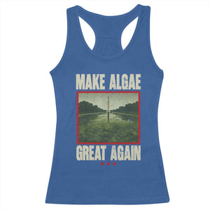 Make Algae Great Again Funny DC Slamp Slime Parody Racerback Tank Top Washington Monument Reflecting Pool Vintage Photo
