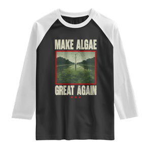 Make Algae Great Again Funny DC Slamp Slime Parody Raglan Shirt Washington Monument Reflecting Pool Vintage Photo