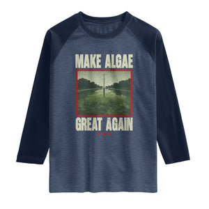Make Algae Great Again Funny DC Slamp Slime Parody Raglan Shirt Washington Monument Reflecting Pool Vintage Photo