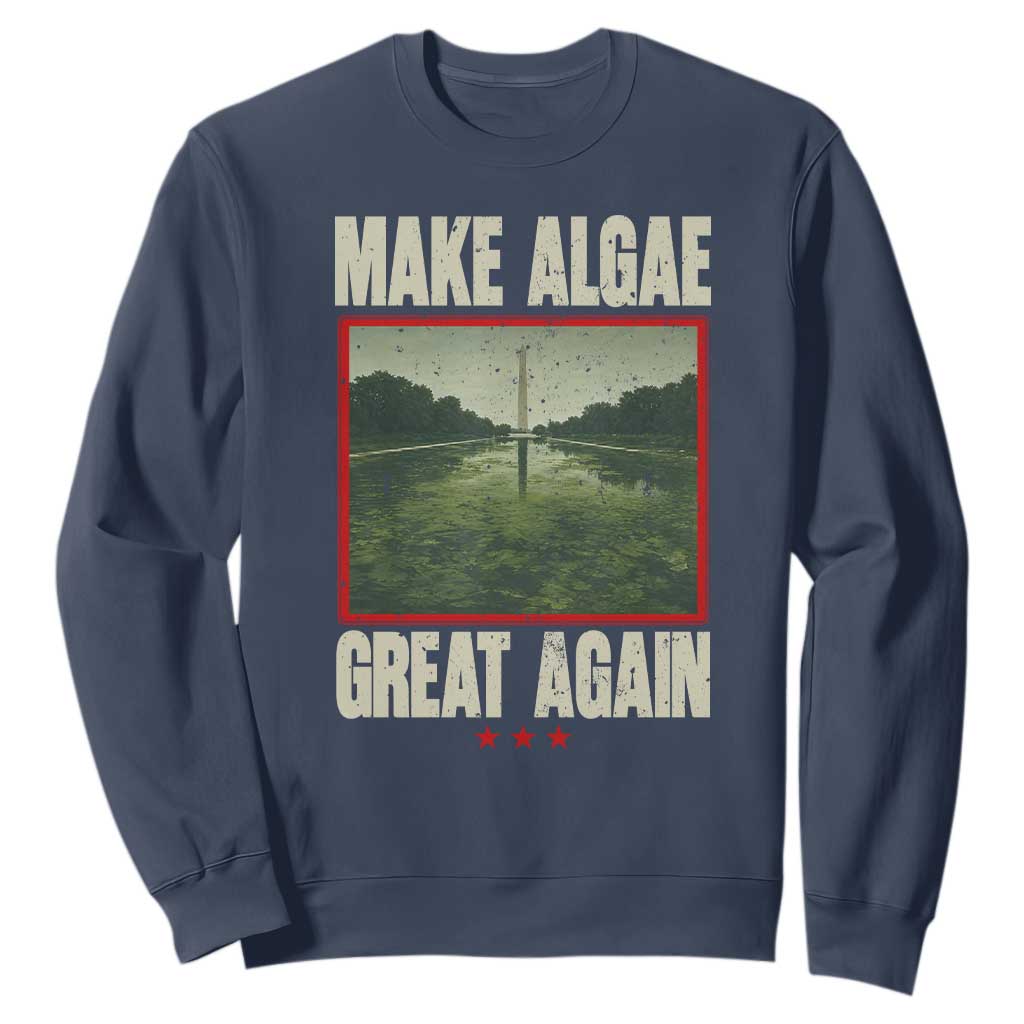 Make Algae Great Again Funny DC Slamp Slime Parody Sweatshirt Washington Monument Reflecting Pool Vintage Photo