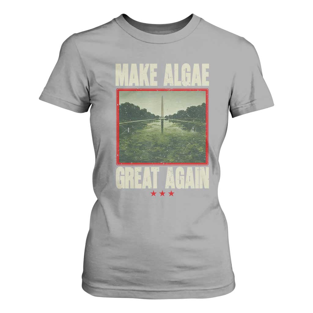 Make Algae Great Again Funny DC Slamp Slime Parody T Shirt For Women Washington Monument Reflecting Pool Vintage Photo