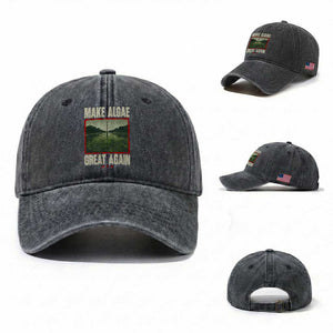 Make Algae Great Again Funny DC Slamp Slime Parody Washed Cotton Baseball Cap Washington Monument Reflecting Pool Vintage Photo
