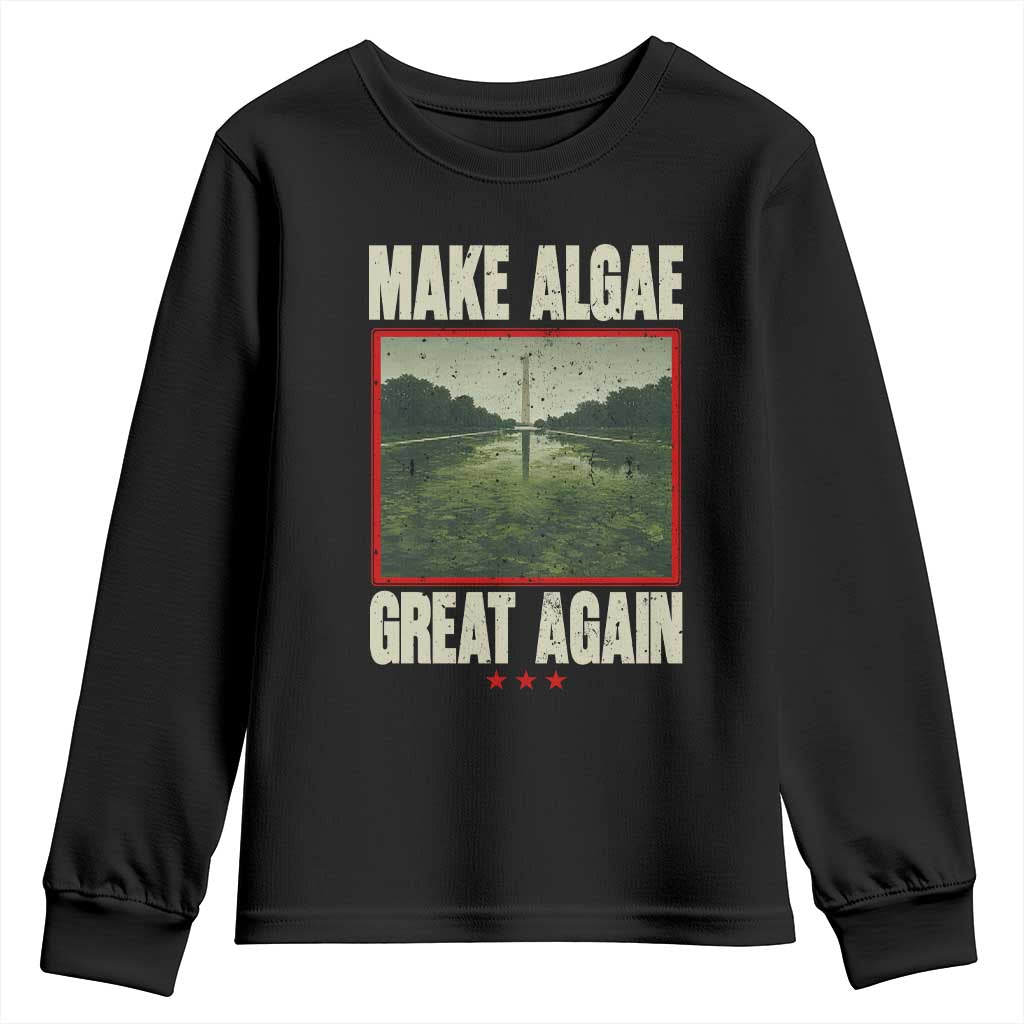 Make Algae Great Again Funny DC Slamp Slime Parody Youth Sweatshirt Washington Monument Reflecting Pool Vintage Photo