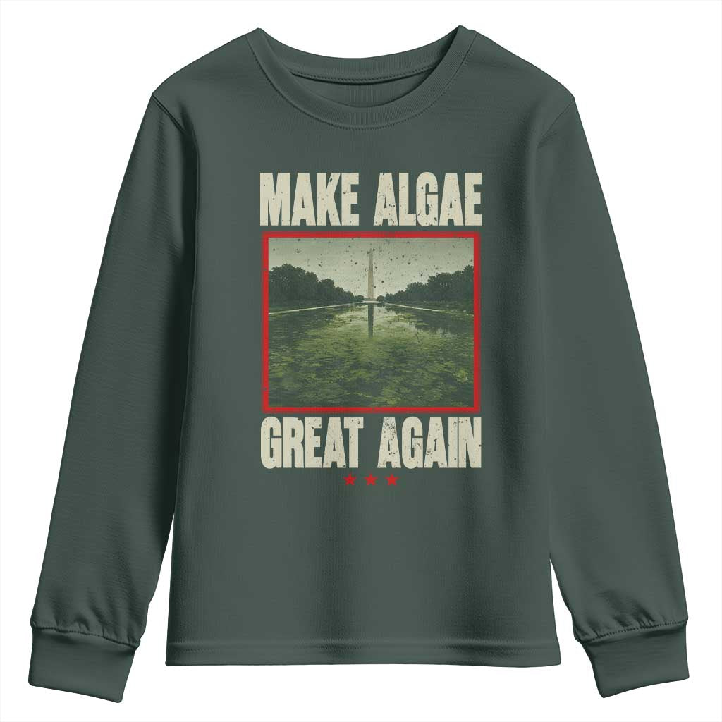 Make Algae Great Again Funny DC Slamp Slime Parody Youth Sweatshirt Washington Monument Reflecting Pool Vintage Photo