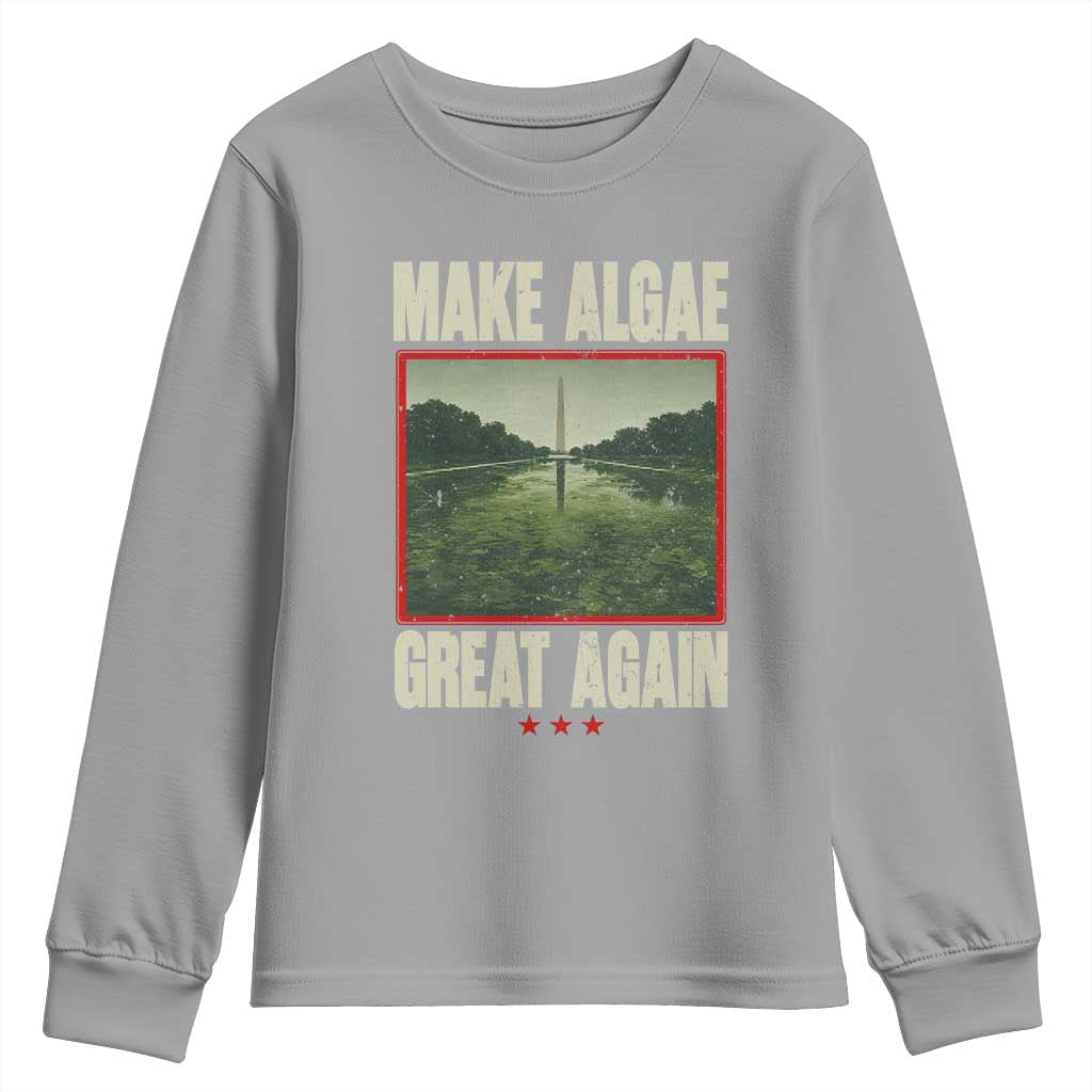 Make Algae Great Again Funny DC Slamp Slime Parody Youth Sweatshirt Washington Monument Reflecting Pool Vintage Photo