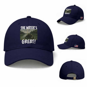 The Water is Great Swamp Monster Reflecting Pool Baseball Cap Funny Washington DC Algae Creature Meme