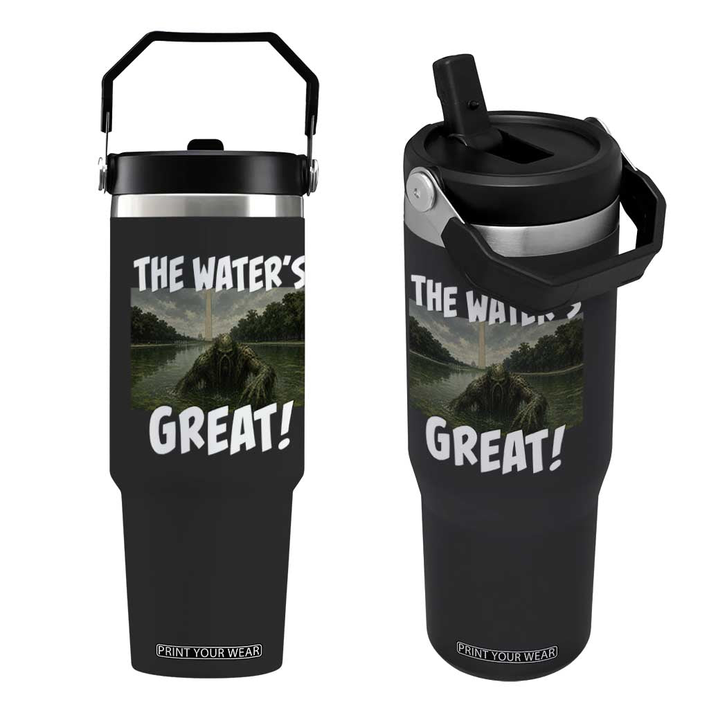 The Water is Great Swamp Monster Reflecting Pool Flip Straw Tumbler Funny Washington DC Algae Creature Meme