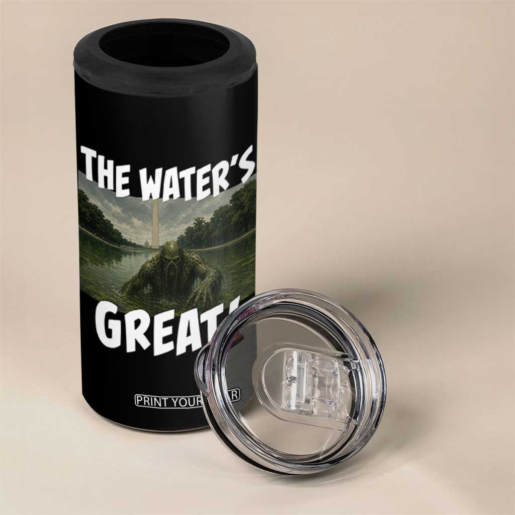 The Water is Great Swamp Monster Reflecting Pool 4 in 1 Can Cooler Tumbler Funny Washington DC Algae Creature Meme