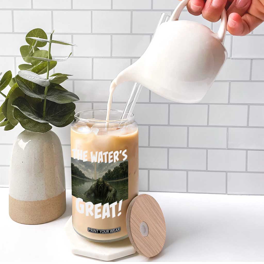 The Water is Great Swamp Monster Reflecting Pool Glass Can Funny Washington DC Algae Creature Meme