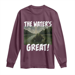 The Water is Great Swamp Monster Reflecting Pool Long Sleeve Shirt Funny Washington DC Algae Creature Meme