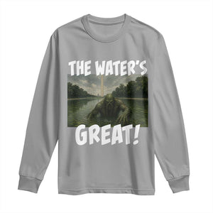 The Water is Great Swamp Monster Reflecting Pool Long Sleeve Shirt Funny Washington DC Algae Creature Meme