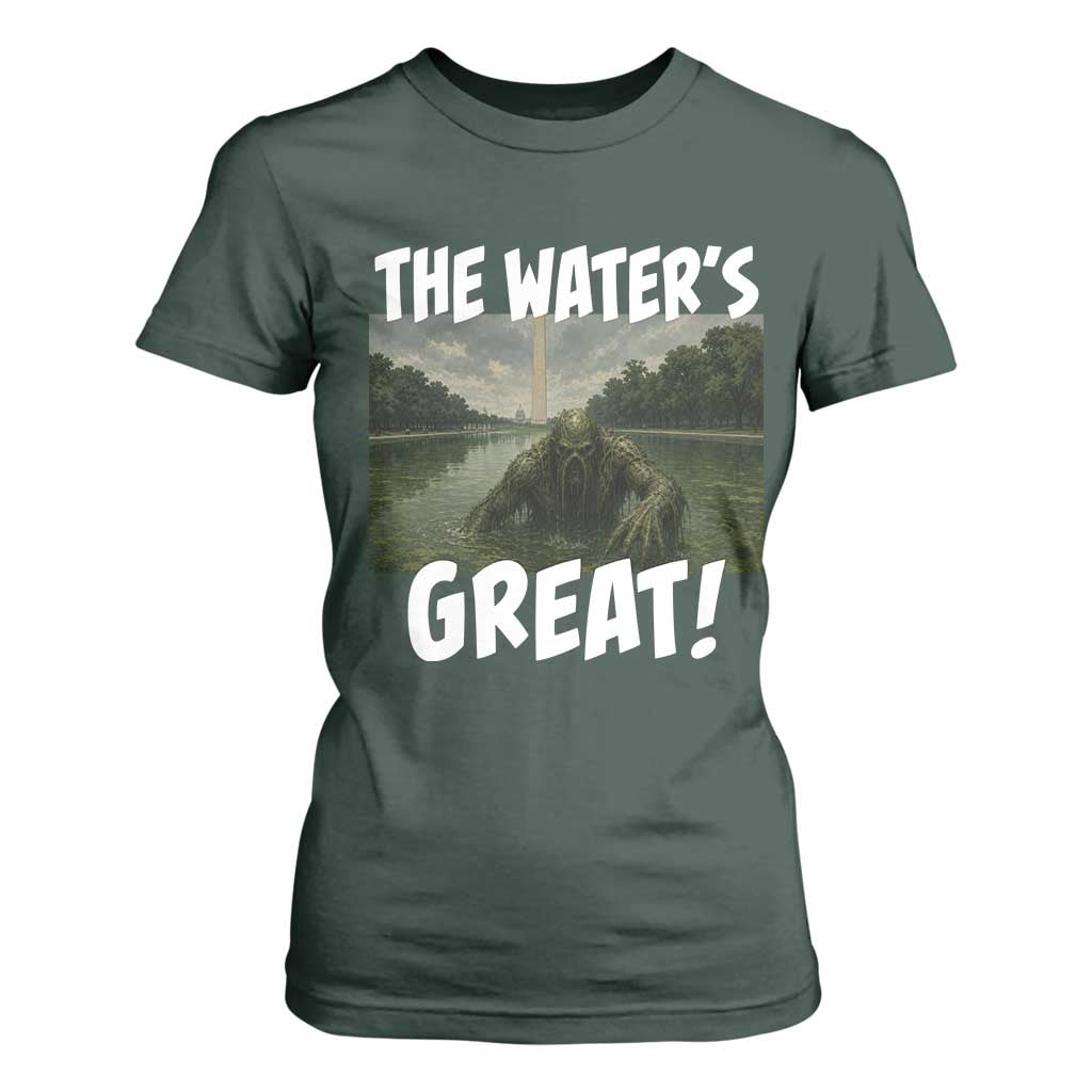 The Water is Great Swamp Monster Reflecting Pool T Shirt For Women Funny Washington DC Algae Creature Meme