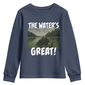 The Water is Great Swamp Monster Reflecting Pool Youth Sweatshirt Funny Washington DC Algae Creature Meme