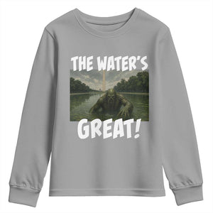 The Water is Great Swamp Monster Reflecting Pool Youth Sweatshirt Funny Washington DC Algae Creature Meme