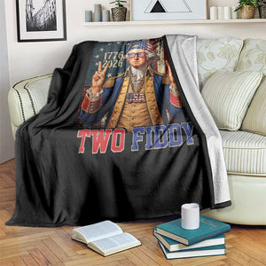 Two Fiddy George Washington Peace Signs Throw Blanket Funny Semiquincentennial Hip Hop Style President
