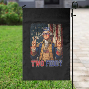 Two Fiddy George Washington Peace Signs Garden Flag Funny Semiquincentennial Hip Hop Style President
